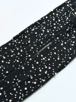 Bas Collants Femmes en Paillettes Transparentes Creusants Taille Haute Unicolore Sexy Bas Autofixants