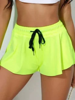 Bas De Sport Femmes Boutons En Polyester Short Blanc La Course Vêtements De Sport D'Été