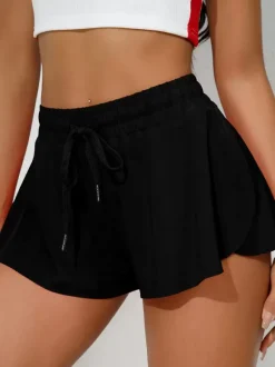 Bas De Sport Femmes Boutons En Polyester Short Blanc La Course Vêtements De Sport D'Été