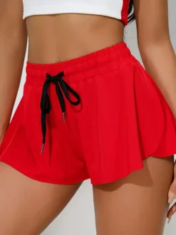 Bas De Sport Femmes Boutons En Polyester Short Blanc La Course Vêtements De Sport D'Été
