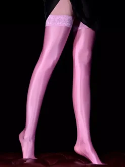 Bas et collants pour femmes chaussettes hautes noires transparentes en dentelle blanche