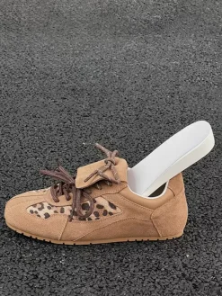 Baskets à bout rond en micro-suède kaki pour femmes chaussures décontractées