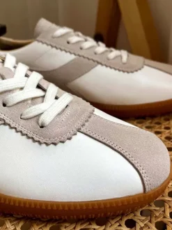 Baskets confortables en cuir de vache pour hommes chaussures de sport à bout rond et blocs de couleurs
