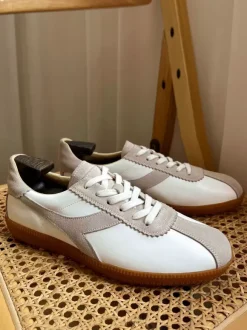 Baskets confortables en cuir de vache pour hommes chaussures de sport à bout rond et blocs de couleurs