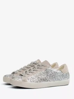 Baskets noires à lacets et paillettes chaussures confortables femmes