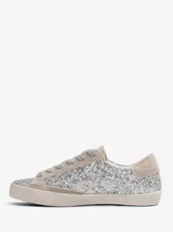 Baskets noires à lacets et paillettes chaussures confortables femmes