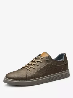 Baskets confortables en cuir à bout rond pour hommes