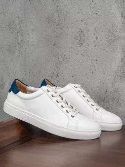 Baskets confortables à lacets en cuir de vache pour hommes bout rond