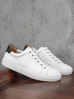 Baskets confortables à lacets en cuir de vache pour hommes bout rond