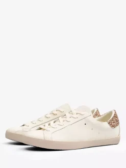 Baskets de skate à lacets dorées chaussures style ancien femmes