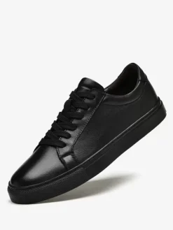 Baskets pour hommes Chaussures de sport à bout rond en cuir à la mode