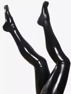 Bas Long Punk Noir En Latex Noir Sexy Déguisements Halloween
