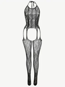 Bas résille sexy en résille avec découpes en nylon blanc 1 pièce Lingerie