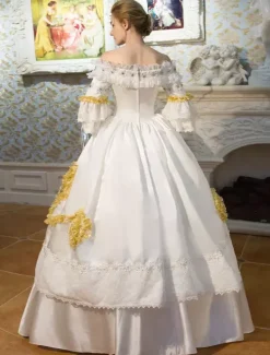 Blanc Retro Costumes Opéra victorienne Vintage robe Maxi Déguisements Halloween