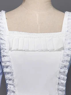 Blanc Rétro Costumes Femmes Dentelle Dentelle Arcs Marie Antoinette Costume Polyester Tunique Chapeaux Robe Vintage Mascarade Robe De Bal