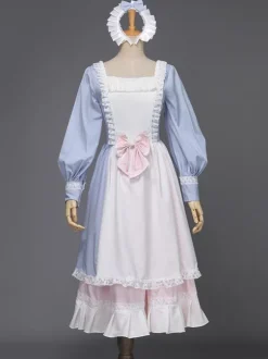 Blanc Rétro Costumes Femmes Dentelle Dentelle Arcs Marie Antoinette Costume Polyester Tunique Chapeaux Robe Vintage Mascarade Robe De Bal