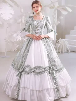 Blanc Rétro Costumes Femmes Polyester Marie Antoinette Costume Robe Gothique 18ème Siècle Costume
