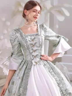 Blanc Rétro Costumes Femmes Polyester Marie Antoinette Costume Robe Gothique 18ème Siècle Costume