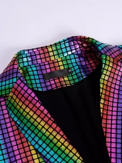 Blazer à paillettes métallisé pour homme ensemble 2 pièces slim tenue de soirée de bal de mariage de banquet veste et pantalon