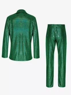 Blazer à paillettes métallisé pour homme ensemble 2 pièces slim tenue de soirée de bal de mariage de banquet veste et pantalon