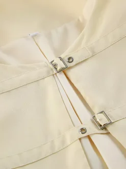 Blazer court jaune beurre pour femme - Veste élégante à boucle sur le devant et col rond - Coupe ajustée - Tenues pour un rendez-vous galant 2026