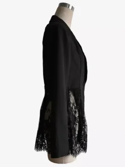 Blazer femme patchwork en dentelle - Coupe slim sexy avec ourlet transparent - Vêtements d'extérieur pour les soirées printanières 2026