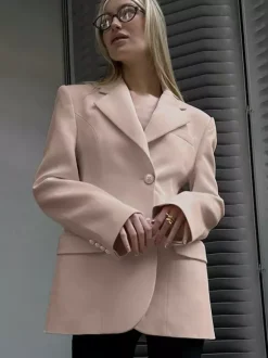 Blazer pour femme chic col rabattu boutons manches longues tailleur