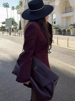 Blazer pour femme chic col rabattu boutons manches longues tailleur