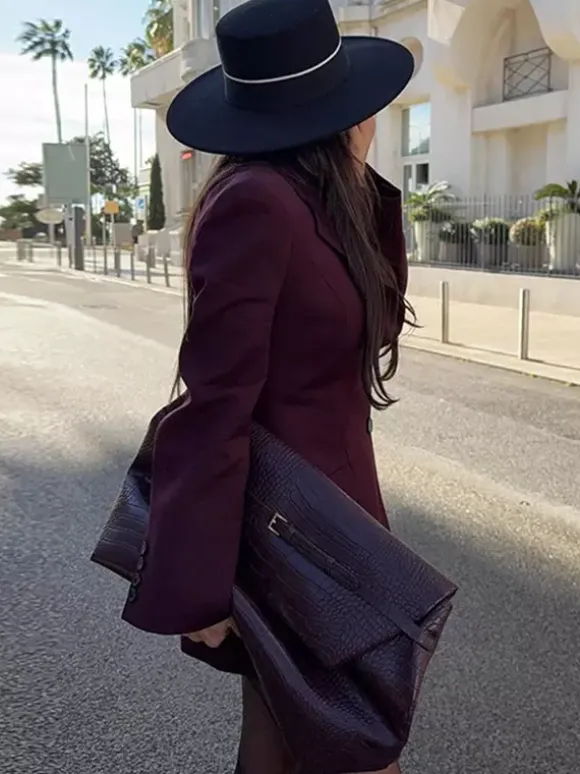 Blazer pour femme chic col rabattu boutons manches longues tailleur