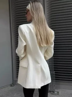 Blazer pour femme chic col rabattu boutons manches longues tailleur