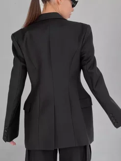 Blazer pour femme chic col rabattu boutons manches longues tailleur