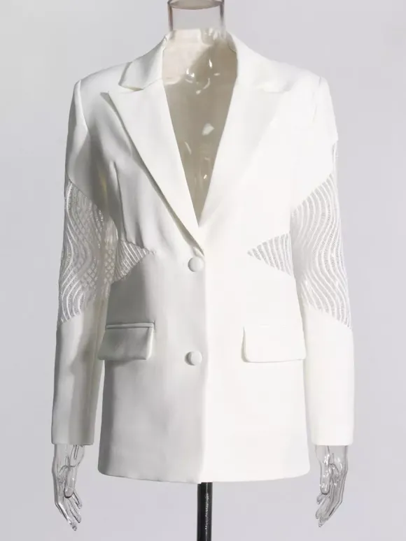 Blazer pour femme col en V manches longues découpées vêtement d'extérieur