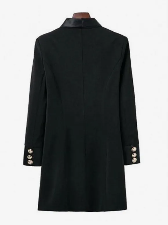 Blazer Veste Double Boutonnage Col V Robe Veste Pour Femme Manteau Chic