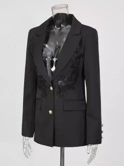 Blazer chic pour femme col rabattu manches longues découpées vêtement d'extérieur