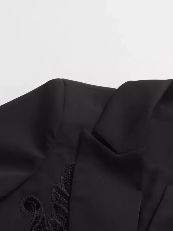 Blazer chic pour femme col rabattu manches longues découpées vêtement d'extérieur