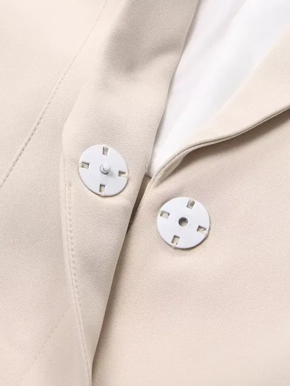 Blazer découpé pour femme - Veste longue beige élégante à un bouton coupe ajustée - Idéale pour le printemps 2026 du bureau au dîner