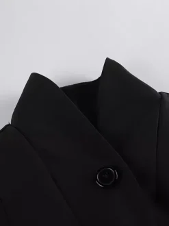 Blazer péplum vintage pour femme - Veste cintrée à manches bouffantes et col montant - Vêtement d'extérieur chic pour les fêtes de printemps 2026