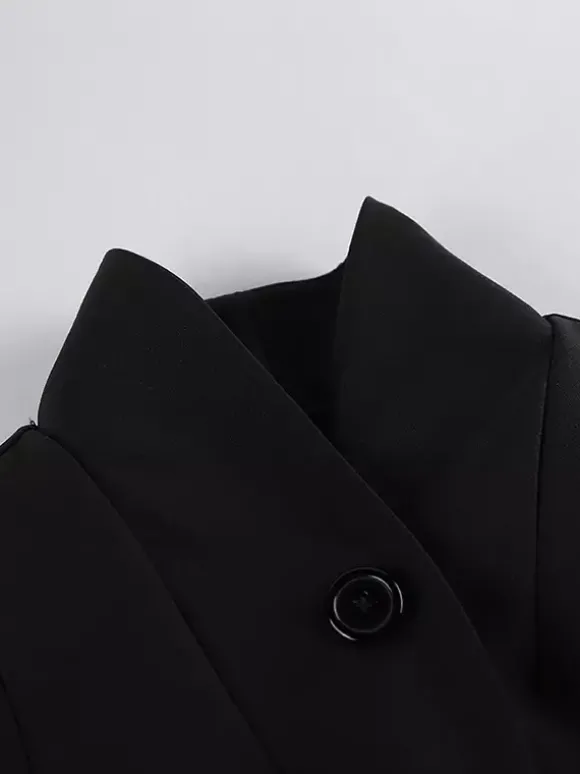Blazer péplum vintage pour femme - Veste cintrée à manches bouffantes et col montant - Vêtement d'extérieur chic pour les fêtes de printemps 2026