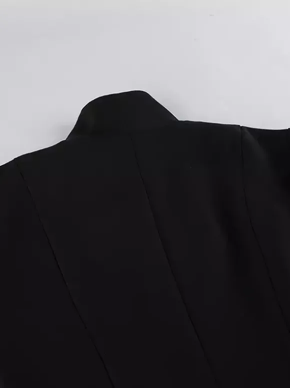 Blazer péplum vintage pour femme - Veste cintrée à manches bouffantes et col montant - Vêtement d'extérieur chic pour les fêtes de printemps 2026