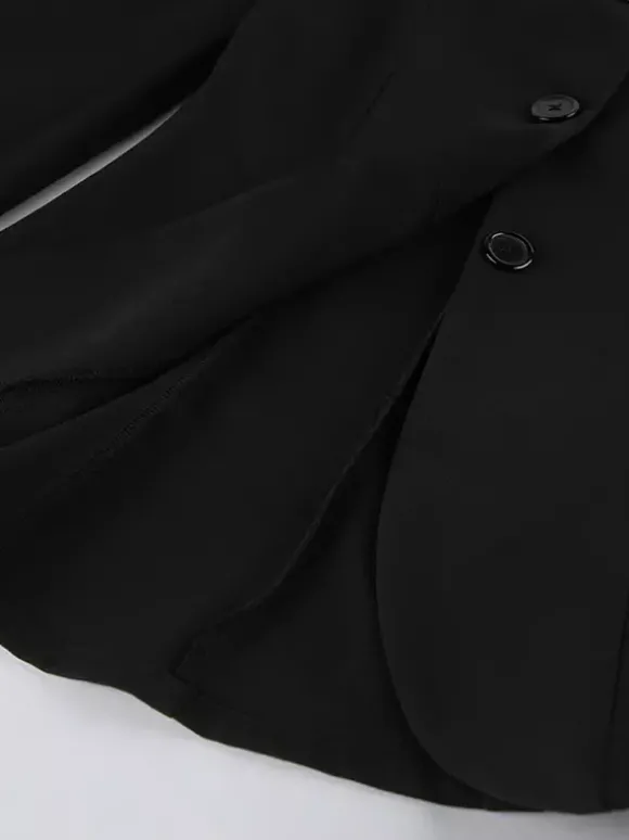 Blazer péplum vintage pour femme - Veste cintrée à manches bouffantes et col montant - Vêtement d'extérieur chic pour les fêtes de printemps 2026