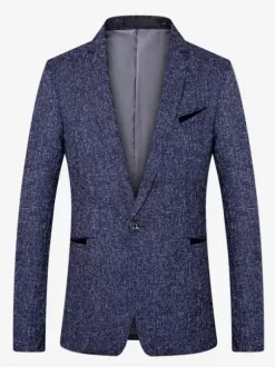Blazers Vestes Costumes Décontractés Hommes Noir Hiver Coupe Cintré