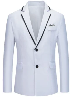 Blazers et vestes Hommes Casual Costumes Casual Blanc Grey Cool Cool Costuri costume pour hommes