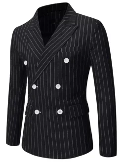 Blazers & Vestes Casual Casual Costumes Stripes Entreprise Casual Grey Black Cool Cool Costumes pour homme
