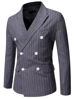 Blazers & Vestes Casual Casual Costumes Stripes Entreprise Casual Grey Black Cool Cool Costumes pour homme