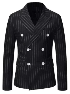 Blazers & Vestes Casual Casual Costumes Stripes Entreprise Casual Grey Black Cool Cool Costumes pour homme