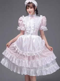 Bleu ciel clair rétro Costumes femmes volants Polyester tunique robe chapeaux Vintage Marie Antoinette Costume 18ème siècle Costume