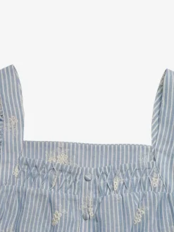 Blouse pour femme bleu ciel clair à col carré haut décontracté sans manches