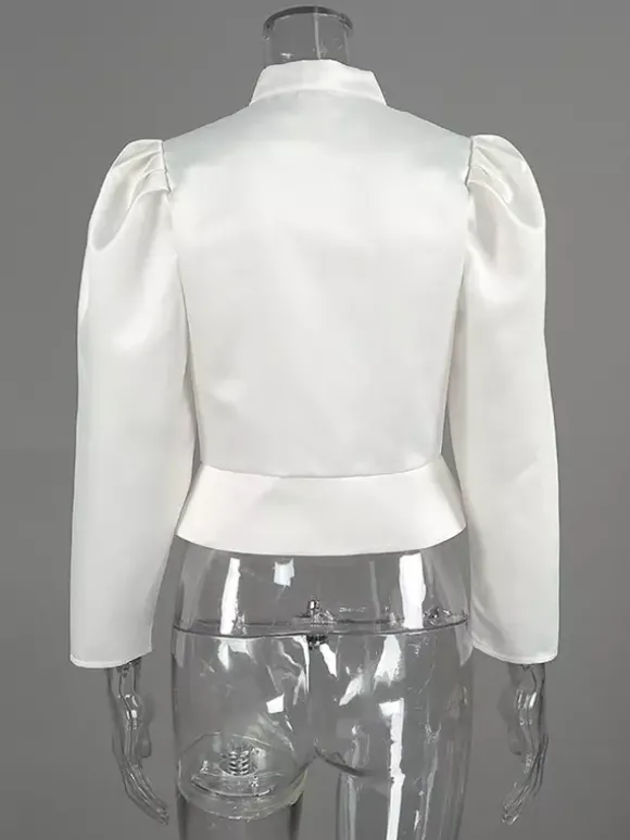 Blouse pour femme boutons dorés col montant manches longues chics