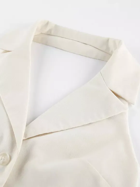 Blouse pour femme en coton et lin kaki dos nu laçage décontracté sans manches