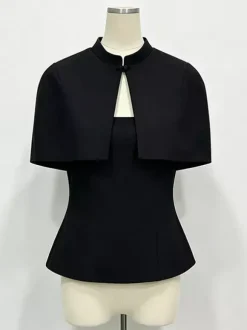 Blouse pour femme marron café à boutons sans bretelles élégante sans manches